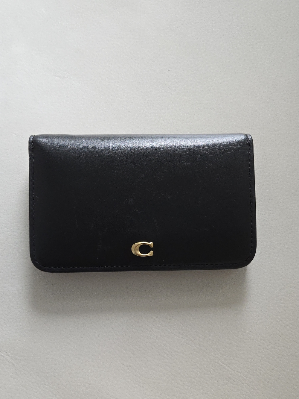 Coach Essential Slim Card Case Wallet, Black Calf Leather